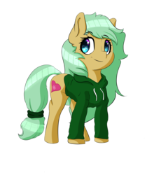 Size: 1449x1649 | Tagged: safe, artist:salamishowdown, oc, oc only, oc:blossom heart, earth pony, pony, 2017 community collab, derpibooru community collaboration, clothes, hoodie, simple background, smiling, solo, transparent background