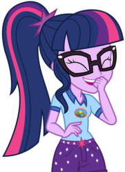 Size: 1913x2647 | Tagged: safe, artist:sketchmcreations, sci-twi, twilight sparkle, equestria girls, g4, my little pony equestria girls: legend of everfree, female, glasses, happy, laughing, simple background, smiling, solo, transparent background, vector