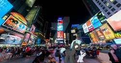 Size: 1024x531 | Tagged: safe, artist:jawsandgumballfan24, rumble, thunderlane, human, pony, g4, brothers, irl, new york city, photo, ponies in real life, times square, watermark