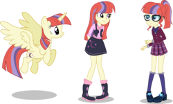 Size: 7000x4205 | Tagged: safe, artist:limedazzle, moondancer, alicorn, dancerverse, equestria girls, g4, absurd resolution, alicornified, alternate universe, boots, clothes, crystal prep academy, crystal prep academy uniform, crystal prep shadowbolts, cute, equestria girls-ified, female, glasses, moondancercorn, pleated skirt, ponytail, race swap, school uniform, shoes, show accurate, simple background, skirt, socks, solo, transparent background, vector