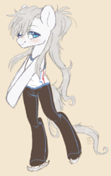 Size: 2270x3624 | Tagged: safe, artist:hawthornss, pony, bipedal, blushing, clothes, high res, ice skates, ice skating, looking at you, male, one eye closed, ponified, simple background, smiling, solo, viktor nikifirov, wink, yuri on ice