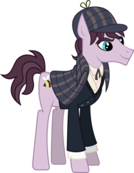 Size: 6112x7863 | Tagged: safe, artist:pink1ejack, natural deduction, a hearth's warming tail, g4, absurd resolution, clothes, deerstalker, detective, hat, sherlock holmes, simple background, solo, transparent background, vector