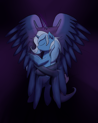 Size: 1280x1617 | Tagged: safe, artist:rinsent, princess luna, trixie, object pony, original species, pony, unicorn, g4, eyes closed, female, mare, pillow, ponified, sleeping