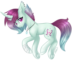 Size: 829x694 | Tagged: safe, artist:doekitty, oc, oc only, oc:lithe, pony, unicorn, bandage, female, mare, simple background, solo, transparent background, underhoof