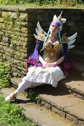 Size: 1024x1536 | Tagged: safe, artist:daisyamnell, princess celestia, human, g4, clothes, cosplay, costume, irl, irl human, photo, solo, watermark