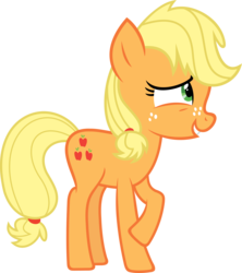 Size: 5335x6000 | Tagged: safe, artist:slb94, applejack, earth pony, pony, g4, where the apple lies, absurd resolution, female, freckles, nervous, simple background, solo, teenage applejack, transparent background, vector, younger