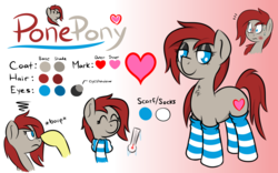 Size: 1200x750 | Tagged: safe, artist:glimglam, oc, oc only, oc:ponepony, annoyed, blushing, boop, clothes, cute, eyeshadow, lidded eyes, makeup, reference sheet, scarf, scrunchy face, socks, striped socks