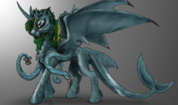Size: 1050x620 | Tagged: safe, artist:firimil, oc, oc only, oc:tethys, kelpie, pony, fanfic:equestria's changeling queen and the abyssal empress, fanfic, fanfic art, simple background, solo