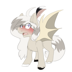 Size: 3000x3000 | Tagged: safe, artist:oddends, oc, oc only, oc:ghost rose, bat pony, pony, blushing, high res, open mouth, simple background, solo, transparent background
