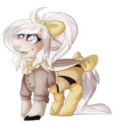 Size: 2165x2217 | Tagged: safe, artist:oddends, oc, oc only, oc:ghost rose, bat pony, pony, bow, clothes, high res, simple background, solo, transparent background