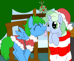 Size: 2000x1667 | Tagged: safe, artist:dudey64, oc, oc only, oc:box-filly, oc:sweetwater, christmas, scrunchy face