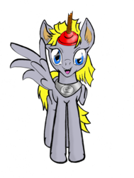 Size: 1818x2400 | Tagged: safe, artist:ciaran, derpibooru exclusive, oc, oc only, oc:gallant aura, pony, 2017 community collab, derpibooru community collaboration, cute, fake alicorn, looking at you, plunger, plungercorn, simple background, smiling, solo, transparent background, wing hands