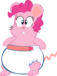 Size: 1024x1372 | Tagged: safe, artist:megarainbowdash2000, pinkie pie, mouse, g4, diaper, female, mousified, non-baby in diaper, pinkie mouse, poofy diaper, solo, species swap