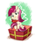 Size: 2200x2665 | Tagged: safe, artist:lis-alis, roseluck, earth pony, pony, g4, bow, box, commissioner:doom9454, cute, female, high res, hug, looking at you, mare, pony in a box, present, rosabetes, sitting, solo, tail hug