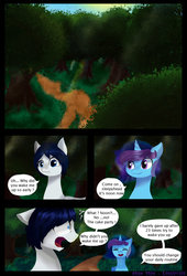 Size: 1024x1503 | Tagged: dead source, safe, artist:lunaritass, oc, oc only, alicorn, pegasus, pony, comic:sham true, comic, forest, tree