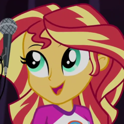 Size: 480x480 | Tagged: safe, screencap, sunset shimmer, equestria girls, g4, my little pony equestria girls: legend of everfree, cropped, female, microphone, solo