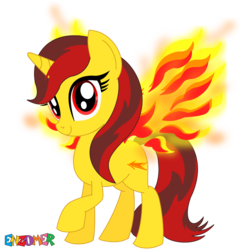 Size: 1600x1600 | Tagged: safe, artist:enzomersimpsons, oc, oc only, oc:shady shimmer, pony, fire, simple background, smiling, solo, transparent background, wings