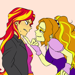 Size: 1000x1000 | Tagged: safe, artist:raika0306, adagio dazzle, sunset shimmer, equestria girls, g4, female, lesbian, ship:sunsagio, shipping