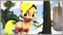 Size: 1920x1080 | Tagged: safe, artist:skilm, oc, oc only, pegasus, pony, 3d, cute, female, solo, source filmmaker, tree