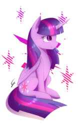 Size: 1200x1920 | Tagged: safe, artist:laptop-pone, twilight sparkle, alicorn, pony, g4, female, sitting, smiling, solo, twilight sparkle (alicorn)