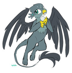 Size: 1024x1032 | Tagged: safe, artist:neoncel, gabby, griffon, g4, the fault in our cutie marks, colored sketch, cute, female, flying, gabbybetes, open mouth, smiling, solo, spread wings