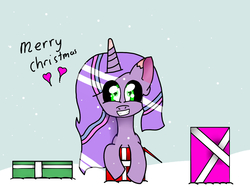 Size: 1400x1050 | Tagged: safe, artist:steamyart, oc, oc only, oc:wingstar sparkle-daughter of twilight sparkle, pony, unicorn, christmas, merry christmas, snow, snowfall, solo