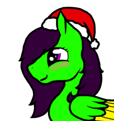 Size: 1024x1091 | Tagged: safe, artist:anxiouslilnerd, oc, oc only, oc:camoflage cat, pegasus, pony, christmas, female, hat, mare, neon, santa hat, simple background, solo, transparent background