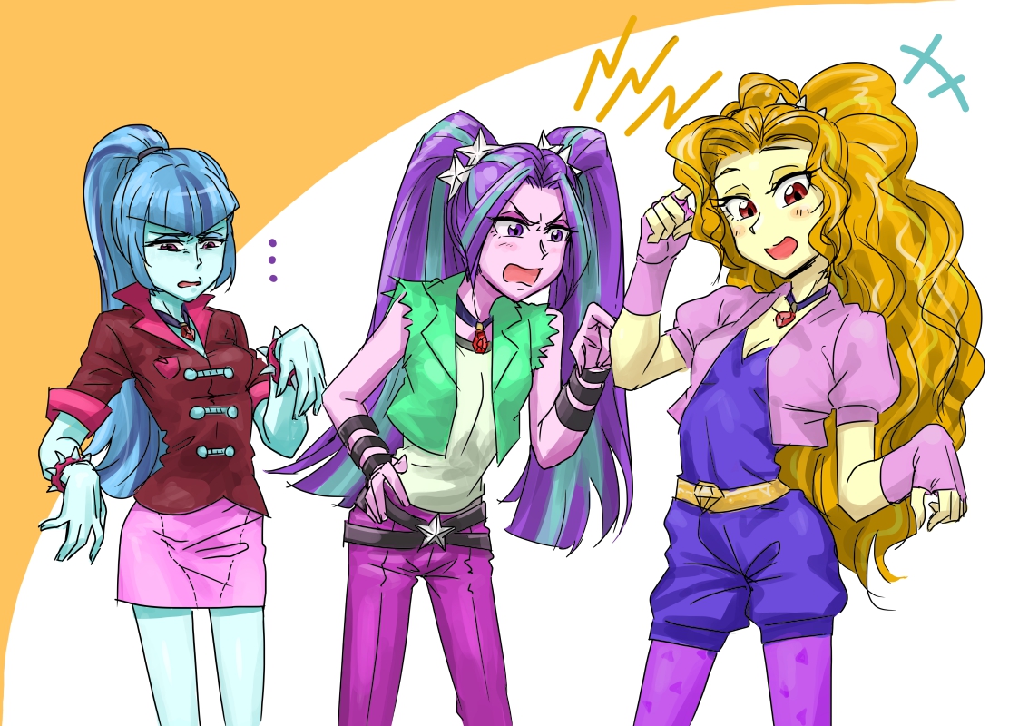 Safe Artist Invisibleone Adagio Dazzle Aria Blaze Sonata Dusk Equestria Girls