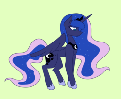 Size: 1024x841 | Tagged: safe, artist:wakeuplazuli, princess luna, pony, g4, female, flat colors, looking down, mare, simple background, solo, spread wings