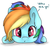 Size: 3200x3000 | Tagged: safe, artist:dbleki, rainbow dash, pony, g4, cheek fluff, curious, cute, dashabetes, dialogue, ear fluff, female, fluffy, fluffyball, high res, looking at you, simple background, solo, sweet dreams fuel