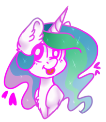 Size: 382x437 | Tagged: safe, artist:smallcrybaby, princess celestia, pony, g4, chest fluff, female, mare, sillestia, silly, simple background, solo, tongue out, transparent background