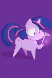 Size: 540x810 | Tagged: dead source, safe, artist:kinkyspree, twilight sparkle, pony, unicorn, g4, book, chibi, female, magic, pointy ponies, solo