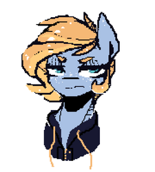 Size: 720x800 | Tagged: safe, artist:novabytes, oc, oc only, pony, bust, clothes, hoodie, ms paint, pixel art, simple background, solo, white background