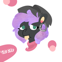 Size: 500x500 | Tagged: safe, artist:jodi sli, oc, oc only, oc:amanda nour, earth pony, pony, bust, clothes, female, hat, lineless, mare, portrait, scarf, simple background, solo, text