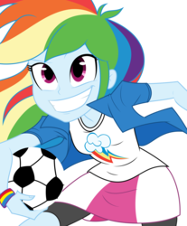 Size: 4250x5140 | Tagged: safe, artist:tyler611, rainbow dash, equestria girls, g4, my little pony equestria girls: rainbow rocks, absurd resolution, ball, clothes, compression shorts, cute, female, shine like rainbows, shorts, simple background, skirt, smiling, solo, transparent background, vector