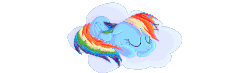 Size: 500x145 | Tagged: dead source, safe, artist:kinkyspree, rainbow dash, pegasus, pony, g4, animated, breath, cloud, female, gif, mare, on a cloud, pixel art, simple background, sleeping, sleeping on a cloud, sleepydash, solo, transparent background, zzz