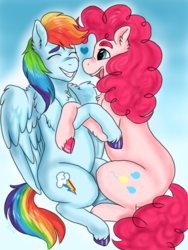 Size: 600x800 | Tagged: safe, artist:graffiti, pinkie pie, rainbow dash, g4, female, heart, lesbian, ship:pinkiedash, shipping, simple background