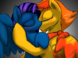 Size: 1500x1125 | Tagged: safe, artist:miniferu, oc, oc only, pegasus, pony, kissing