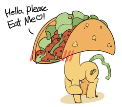 Size: 1280x1120 | Tagged: safe, artist:pabbley, food pony, original species, food, simple background, solo, taco, wat, white background