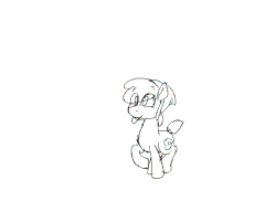 Size: 550x400 | Tagged: safe, artist:storyteller, oc, oc only, oc:omelette, pony, animated, black and white, cute, dancing, gif, grayscale, monochrome, simple background, solo, tongue out, white background