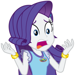 Size: 3419x3441 | Tagged: safe, artist:sketchmcreations, rarity, equestria girls, g4, my little pony equestria girls: legend of everfree, bracelet, camp everfree logo, camp everfree outfits, female, high res, jewelry, marshmelodrama, open mouth, shocked, simple background, solo, transparent background, vector