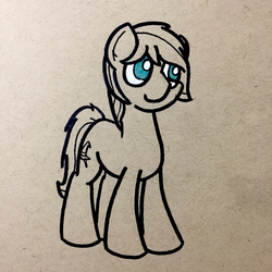 Size: 1334x1334 | Tagged: safe, artist:ashtoneer, oc, oc only, oc:cobalt tamper, earth pony, pony, partial color, solo