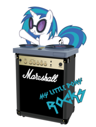 Size: 2400x3200 | Tagged: safe, artist:ak71, dj pon-3, vinyl scratch, pony, g4, female, pun, solo, turntable