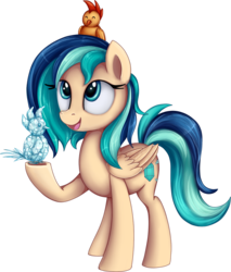 Size: 960x1128 | Tagged: safe, artist:thebowtieone, oc, oc only, oc:sapphire breeze, bird, pegasus, pony, crystal, female, looking up, mare, sculpture, simple background, solo, transparent background