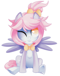 Size: 5706x7283 | Tagged: safe, artist:sorasku, oc, oc only, pegasus, pony, absurd resolution, bow, bowtie, female, hair bow, mare, one eye closed, simple background, sitting, solo, transparent background, wink