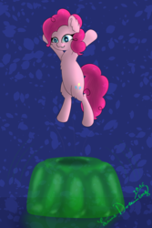 Size: 1474x2211 | Tagged: safe, artist:limedreaming, pinkie pie, earth pony, pony, g4, female, gelatin, jumping, micro, solo