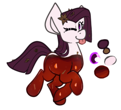 Size: 1024x931 | Tagged: safe, artist:crownedspade, oc, oc only, oc:mulled wine, food pony, original species, alcohol, female, food, mare, one eye closed, reference sheet, simple background, solo, tongue out, transparent background, wine, wink