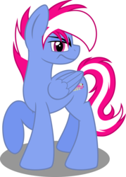 Size: 5666x7896 | Tagged: safe, artist:steam-loco, oc, oc only, oc:steam loco, pegasus, pony, absurd resolution, frown, grumpy, looking at you, male, purple eyes, raised hoof, simple background, skunk stripe, solo, stallion, transparent background, unamused
