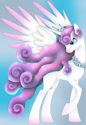 Size: 743x1075 | Tagged: safe, artist:lili-lightly, princess flurry heart, pony, g4, female, older, raised hoof, solo, spread wings