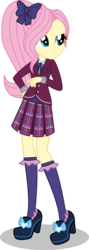 Size: 2660x7500 | Tagged: safe, artist:limedazzle, fluttershy, equestria girls, g4, my little pony equestria girls: friendship games, absurd resolution, alternate universe, clothes, crystal prep academy, crystal prep academy uniform, crystal prep shadowbolts, female, high heels, pleated skirt, ponytail, school uniform, shoes, simple background, skirt, socks, solo, transparent background, vector
